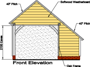 mnh003 one bay oak garage front