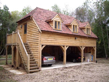 oak framed garage with first floor